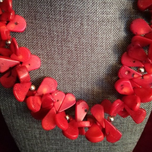Genuine Red Coral & Silver Necklace - Picture 2 of 3